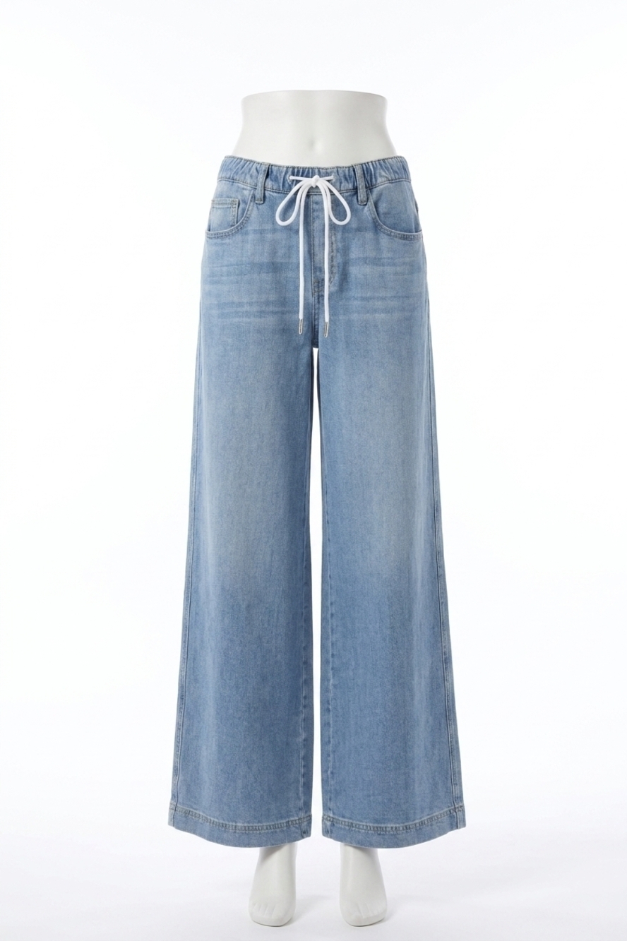 NEW HIDDEN nori elastic waistband wide leg jeans in denim